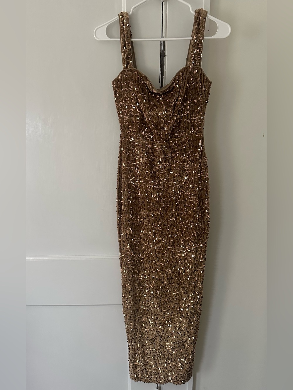SHEIN Brown Strapless Sequin Evening Gown